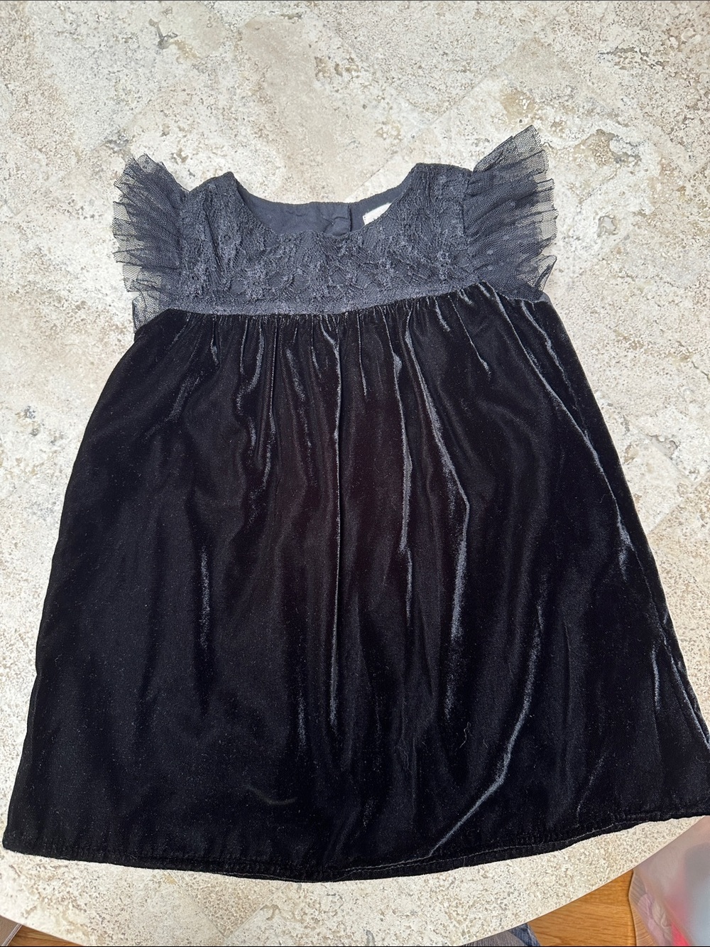 GAP Baby Black Velvet Dress with Lace Trim